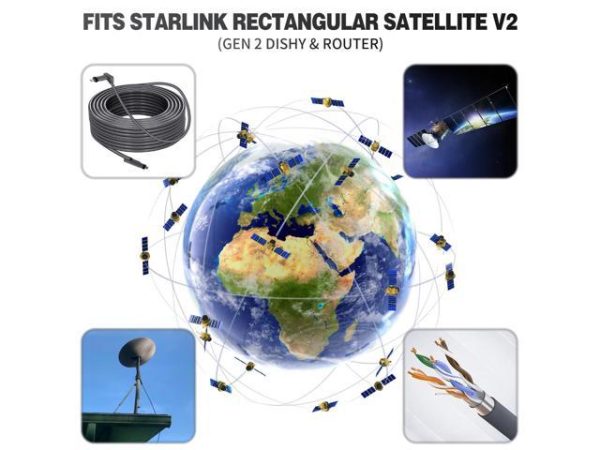 Tongmo 150FT Starlink Cable for Starlink
  Rectangular Satellite V2, Replacement Cable for Router, Grey