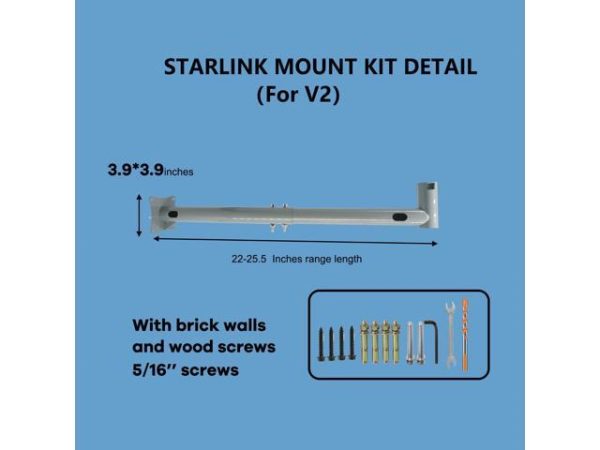 Starlink Mounting Kit,Starlink Adjust
  Mount, Starlink Wall Mount ,Starlink Pole Mount,Weather-Resistent Metal
  Starlink Wall Mount with Adapter Available to V2 (Include Wrench & Drill
  bit).