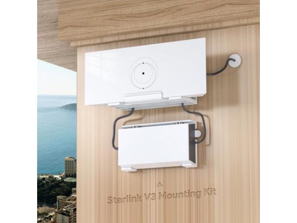 Mount for Starlink Mesh Router Gen 3 +
  StarLink Power Supply Brackets Holder V3 + 1-Inch Wall Bushing Internet Kit
  Satellite, Signal Integrity Space Saving, ABS Stability Wall Holder