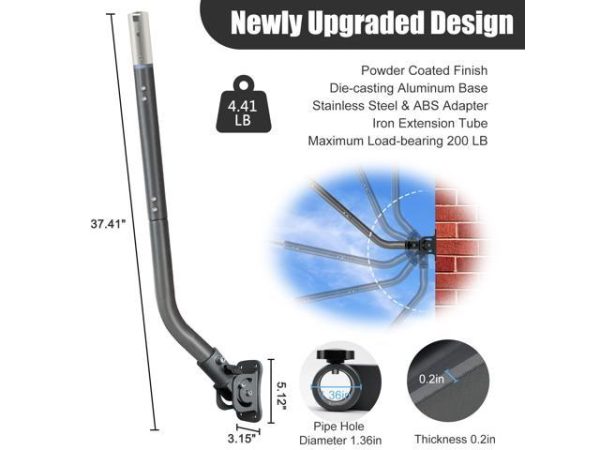 Starlink Mounting Kit,Starlink Long
  Mount, Starlink Roof Mount ,Starlink Pole Mount,Weather-Resistent Metal
  Starlink Wall Mount with Adapter Available to V2 (Include Wrench & Drill
  bit).
