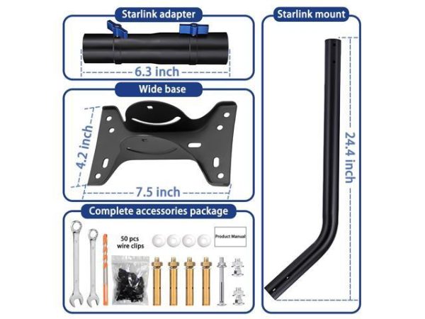 Adjustable Starlink Long Wall Mount,
  Heavy Duty Starlink Mounting Kit, Starlink Roof Mount for Starlink Internet
  Kit Satellite, Starlink Mount Adapter, Compatible with V2 Starlink