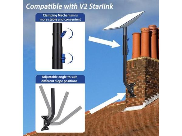 Adjustable Starlink Long Wall Mount,
  Heavy Duty Starlink Mounting Kit, Starlink Roof Mount for Starlink Internet
  Kit Satellite, Starlink Mount Adapter, Compatible with V2 Starlink