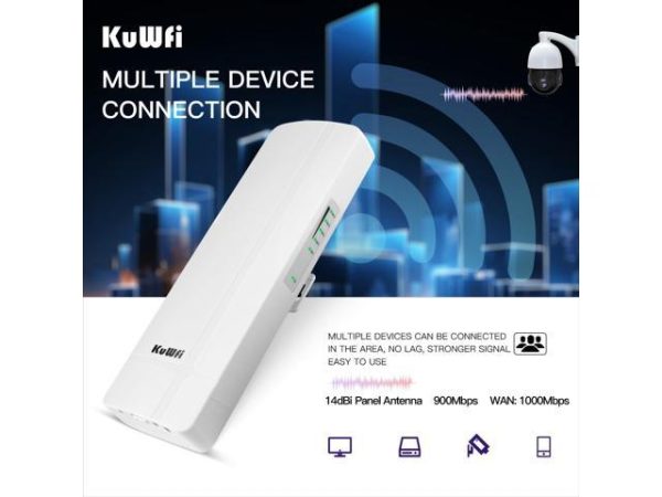KuWFi 5.8G 3KM Gigabit Wireless WiFi
  Bridge Point to Point Outdoor Work for Starlink Satellite Internet Signal
  Extend Outdoor WiFi Wireless Access Point 1000Mbps Ethernet Port 24V PoE
  Power 2-Pack