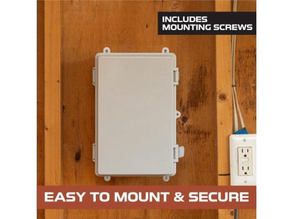 IRON FORGE CABLE Waterproof Junction Box
  - Outdoor Electrical Enclosure - Plastic Project Boxes with Mounting Plate,
  Wall Brackets, Weatherproof Hinged Grey Panel Cover - IP65-12x8 Inch