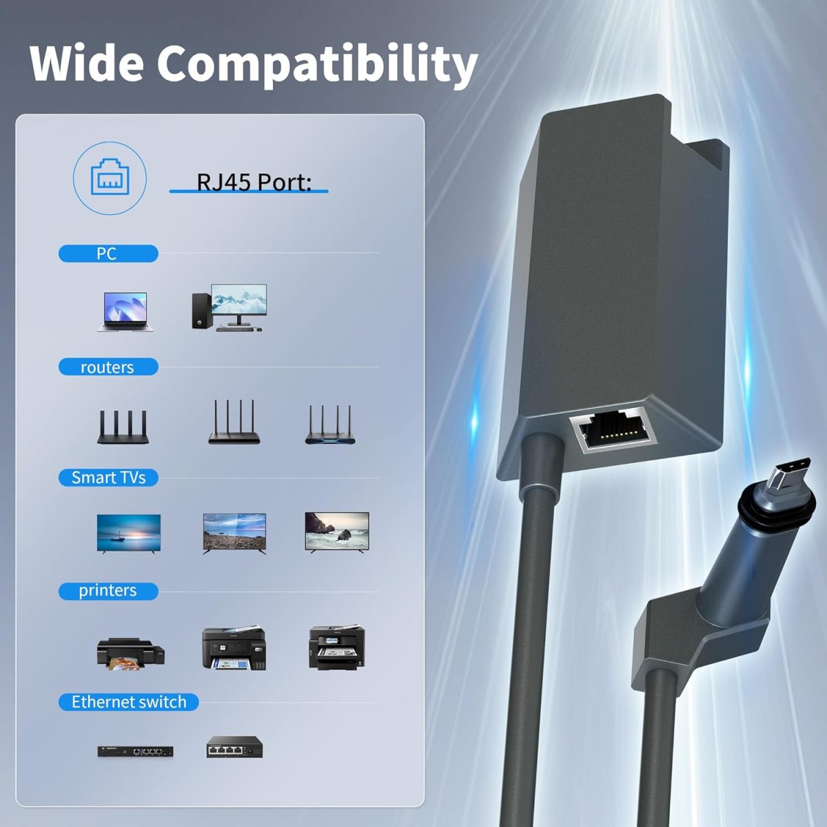Starlink Ethernet Adapter Satellite Internet V2 for Rectangle Dish