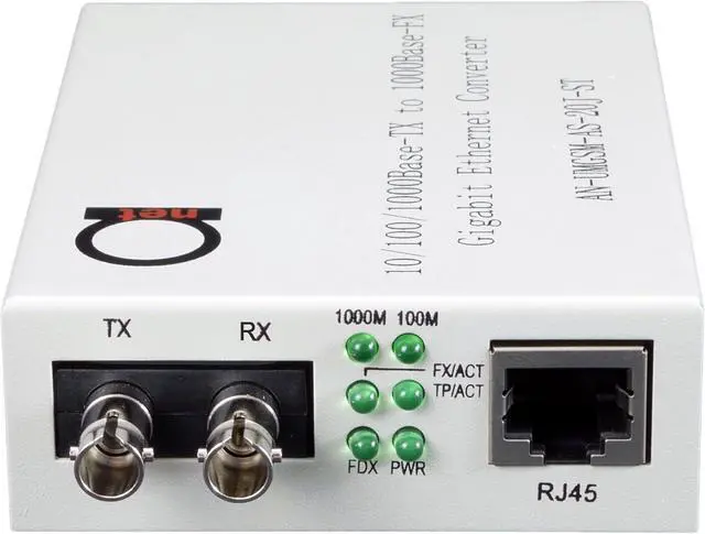 Single Mode ST Gigabit Fiber Media Converter - Built-in Fiber Module 20 km (12.42 Miles) ST to UTP Cat5e Cat6 10/100/1000 RJ-45 Auto Sensing Gigabit or Fast Ethernet - Jumbo Frame - LLF Support - Image 6