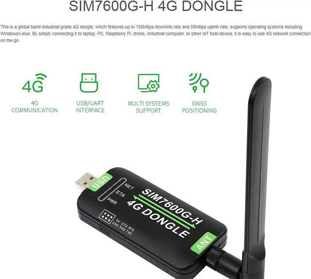 4G LTE USB WiFi Modem, LTE/4G 150 Mbps Mobile Module with SIM Card Slot, High Speed Portable Travel Hotspot Mini Router Supports UART for PC, Industrial Computer - Image 3