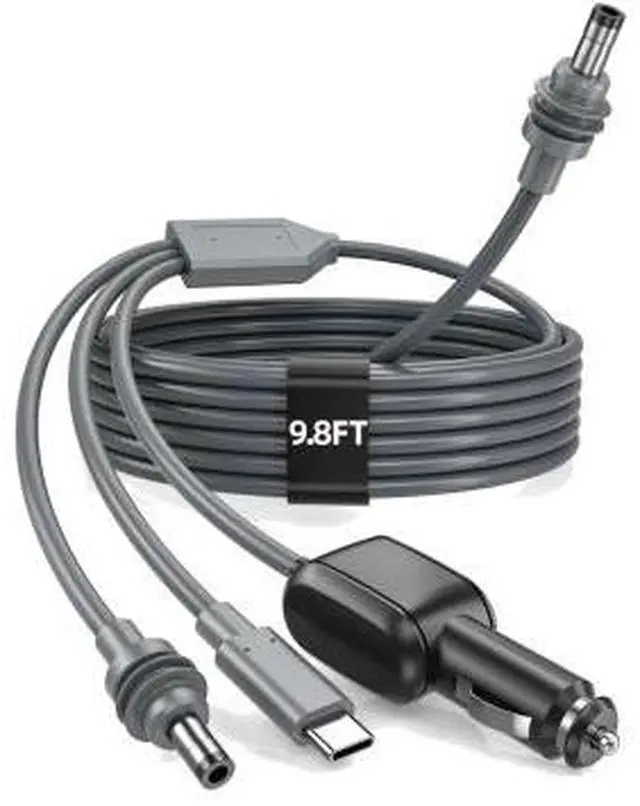 Unew 9.8FT 3 in 1 Starlink Mini DC Power Cable, Cigarette Lighter Car Charger Cord with PD Type-C Port