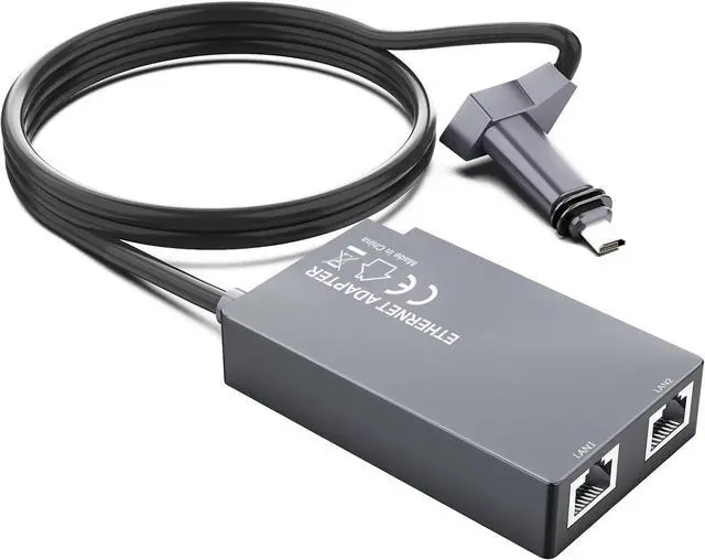 Unew 2 Port Gigabit Ethernet Splitter Compatible with Starlink Gen3 Mini 1000Mbps RJ45 LAN Network Adapter Plug and Play for PC Camera Game Console
