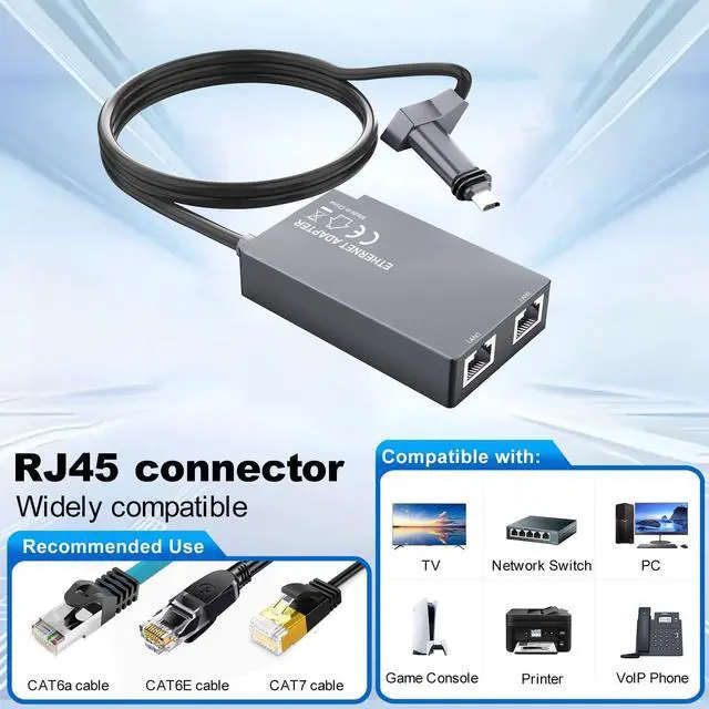 Unew 2 Port Gigabit Ethernet Splitter Compatible with Starlink Gen3 Mini 1000Mbps RJ45 LAN Network Adapter Plug and Play for PC Camera Game Console - Image 2
