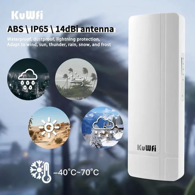 KuWFi 5.8G 3KM Gigabit Wireless WiFi Bridge Point to Point Outdoor Work for Starlink Satellite Signal Extend Outdoor Super Long Range WiFi Router Bridge 1000Mbps Ethernet Port 24V PoE Power 2-Pack - Image 5