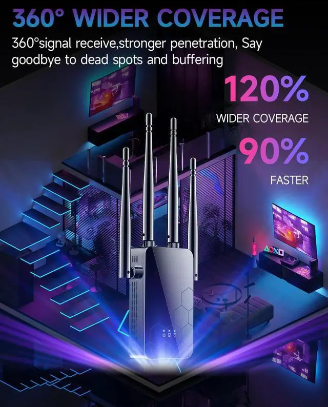 2026 WiFi Extender Internet Booster, 10000 Sq.ft Long Range Repeater Wireless Routers Amplifier, Mesh Wi-Fi 80% Faster | Broader Than Ever, Support More Network Devices at Home, 1-Tap Setup - Image 3