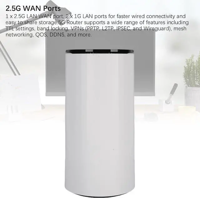 Double Band WiFi 6 Route with 2 Nano SIM Card Slot Plug and Play, Cellular Gateway, Multi User Sharing, High Speed NR NSA SA 5G CPE Router with 2.5G WAN for Home Office Use (US Plug) - Image 5