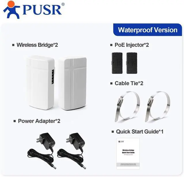 2 Piece 2.4GHZ Point to Point/MultiPoint Wireless Bridge Qualcomm Solution Plug and Play Up to 1000M IP64 Water Proof Elevator Control Application ST208E - Image 6