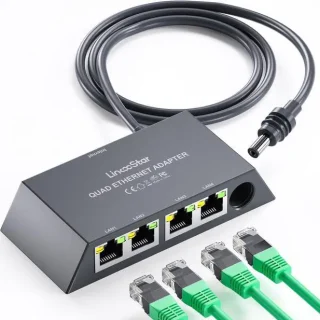 Multi Ports Starlink Gen 3/Mini Ethernet Adater for Wired External Network, 4Ports RJ45 LAN Network Ports [4 Devices Simultaneously] Starlink Ethernet Adapter - Up to 1Gbps