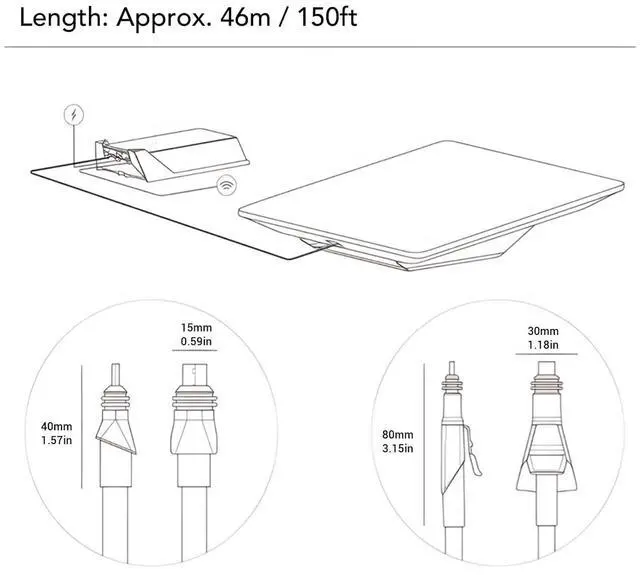 150FT/ 46M Starlink Cable, Rectangular Satellite Replacement Cable, Satellite Internet Accessories & Extension-Cable, for Flat Router Networking - Image 3