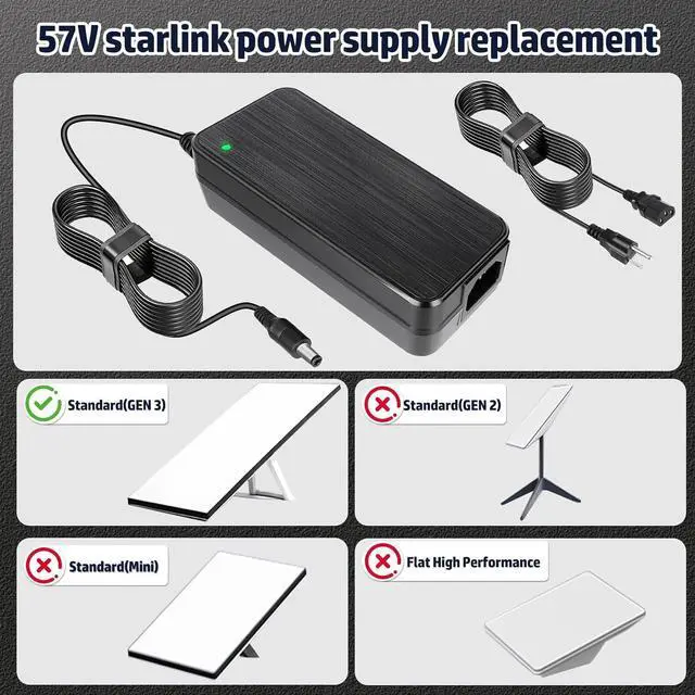 57V DC Power Supply for Starlink Gen 3 Power Supply, Compatible with Starlink Gen 3 (Rev 4) Models, Providing 57V 3.42A 195W for The Starlink Gen 3 Standard.ly - Image 4