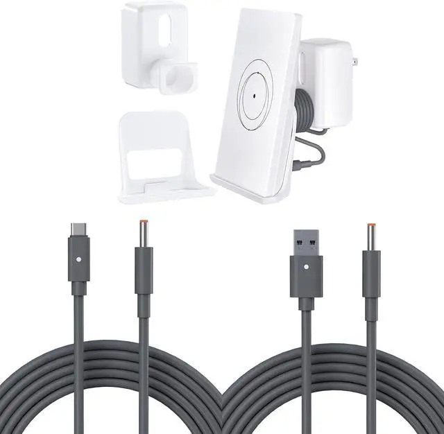 Starlink Router Mount, 2 in1 Wall Mount for Starlink Router Mini and Power Supply Mounting Kit,Starlink Router Mini Cable - 2 Pack (1FT + 6.5FT) USB-A to DC Power CableUSB-C to DC Power Cable