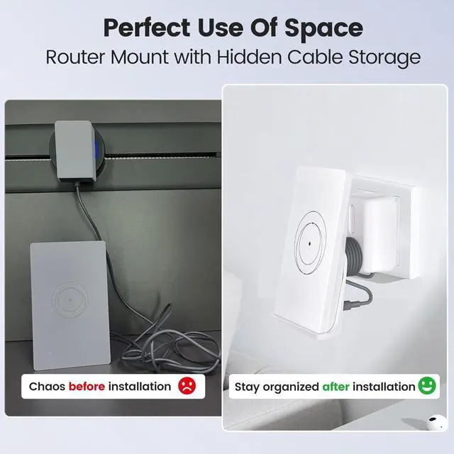 Starlink Router Mount, 2 in1 Wall Mount for Starlink Router Mini and Power Supply Mounting Kit,Starlink Router Mini Cable - 2 Pack (1FT + 6.5FT) USB-A to DC Power CableUSB-C to DC Power Cable - Image 4