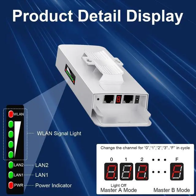 Point to Point Wireless Bridge Outdoor, WiFi Bridges for PtP/PtMP,IP65 Waterproof, 5.8G with 16DBi High Gain Antenna for Network Extend, Works with Starlink - Image 3