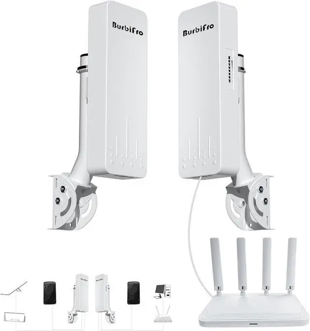 Point to Point Starlink Internet Long Range Transmission with Mount for Starlink Gen 3 Router, Starlink WiFi Extender, 5.8GHz 3KM 1000Mbps 18dBi High Gain Antenna, 2 Pack (CPE1300 with WiFi 6 Router)