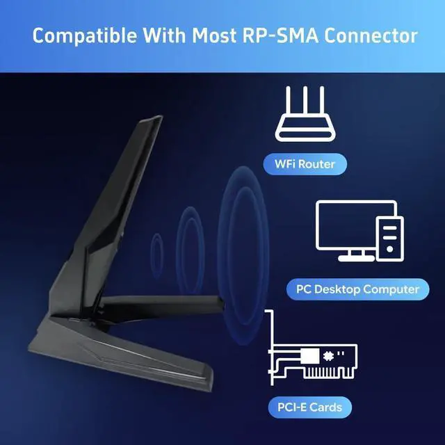 WiFi 6e 7 Antenna 2T2R Dual Band Moving Antenna Magnetic Base RP-SMA Connector for PC Desktop Computer Motherboard Bluetooth Card Wireless WiFi Router Wi-Fi7 with 2.79ft Extension Cable - Image 4