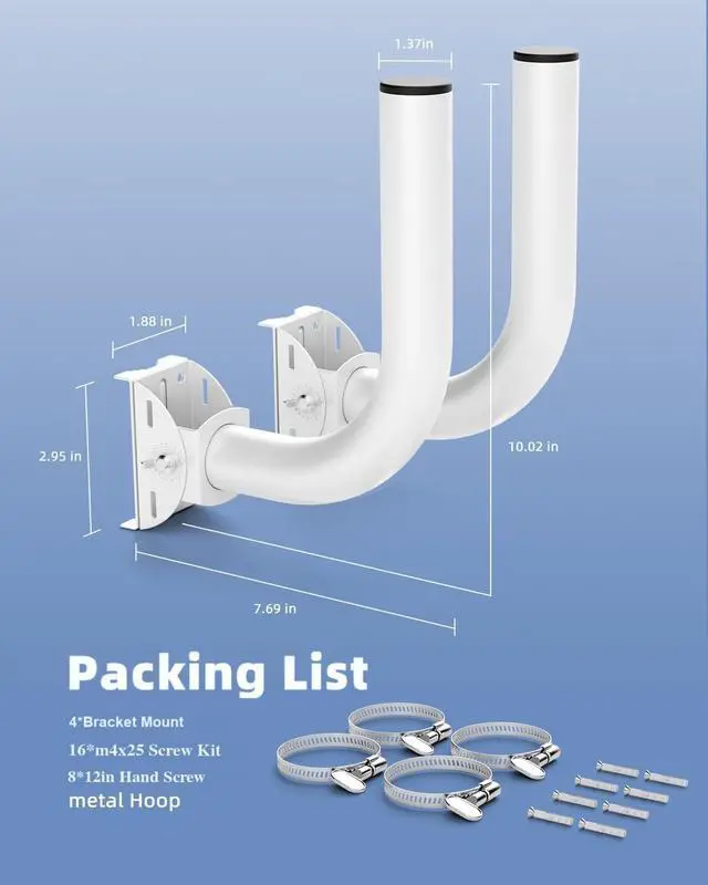 Universal Wireless Bridge Bracket Mount, 4-Pack J Pole Mounts, 180? Adjustable Pole and Wall-Mounted Mount for Outside Antenna Starlink, Outdoor Pole Bracket for AP Access Point Client CPE - Image 4