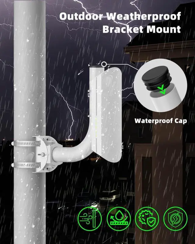 Universal Wireless Bridge Bracket Mount, 4-Pack J Pole Mounts, 180? Adjustable Pole and Wall-Mounted Mount for Outside Antenna Starlink, Outdoor Pole Bracket for AP Access Point Client CPE - Image 6