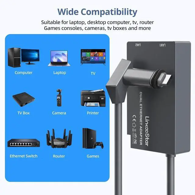Dual Port Ethernet Adapter for Starlink Gen 2, for Starlink V2 Ethernet Dongles RJ45 Interface Wired Extenders - Image 6