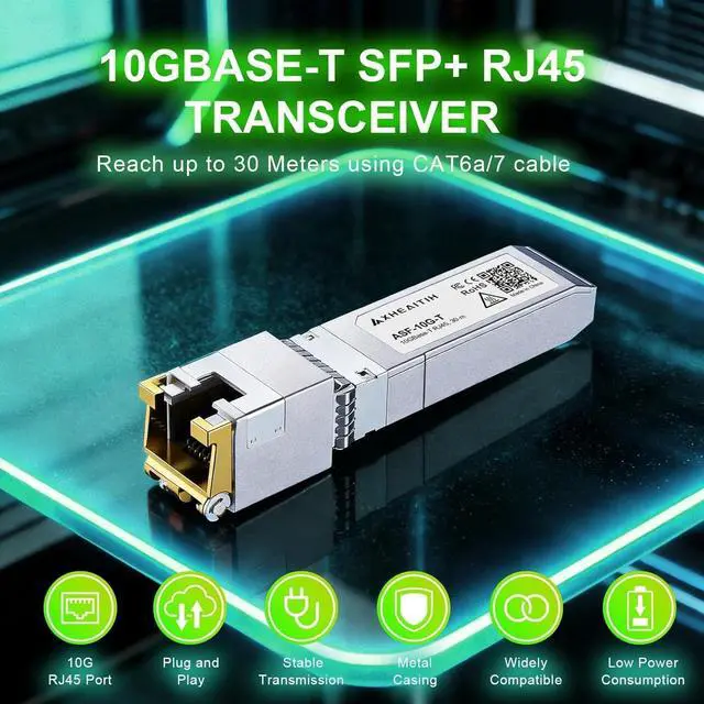 1.25/2.5/5/10G-T RJ45 Optical Module 10GBase-T SFP+ Transceiver 30M with CAT6a/7 for Cisco for Fortinet for Ubiquiti for Netgear for Mikrotik for D-Link for Meraki for TP-Link and More Plug and Play - Image 2