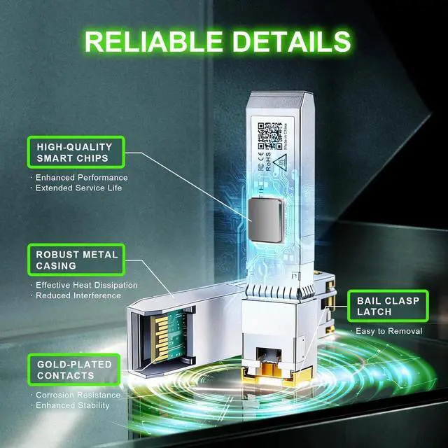1.25/2.5/5/10G-T RJ45 Optical Module 10GBase-T SFP+ Transceiver 30M with CAT6a/7 for Cisco for Fortinet for Ubiquiti for Netgear for Mikrotik for D-Link for Meraki for TP-Link and More Plug and Play - Image 4