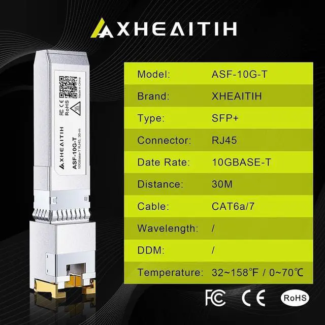 1.25/2.5/5/10G-T RJ45 Optical Module 10GBase-T SFP+ Transceiver 30M with CAT6a/7 for Cisco for Fortinet for Ubiquiti for Netgear for Mikrotik for D-Link for Meraki for TP-Link and More Plug and Play - Image 6