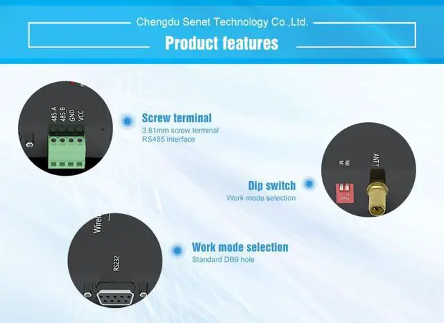 RS232 RS485 Modbus Wireless Transceiver 433MHz 37dbm E90-DTU(433C37) 10km Half Duplex High Speed Continuous Modbus IOT Wireless Transceiver Module - Image 5