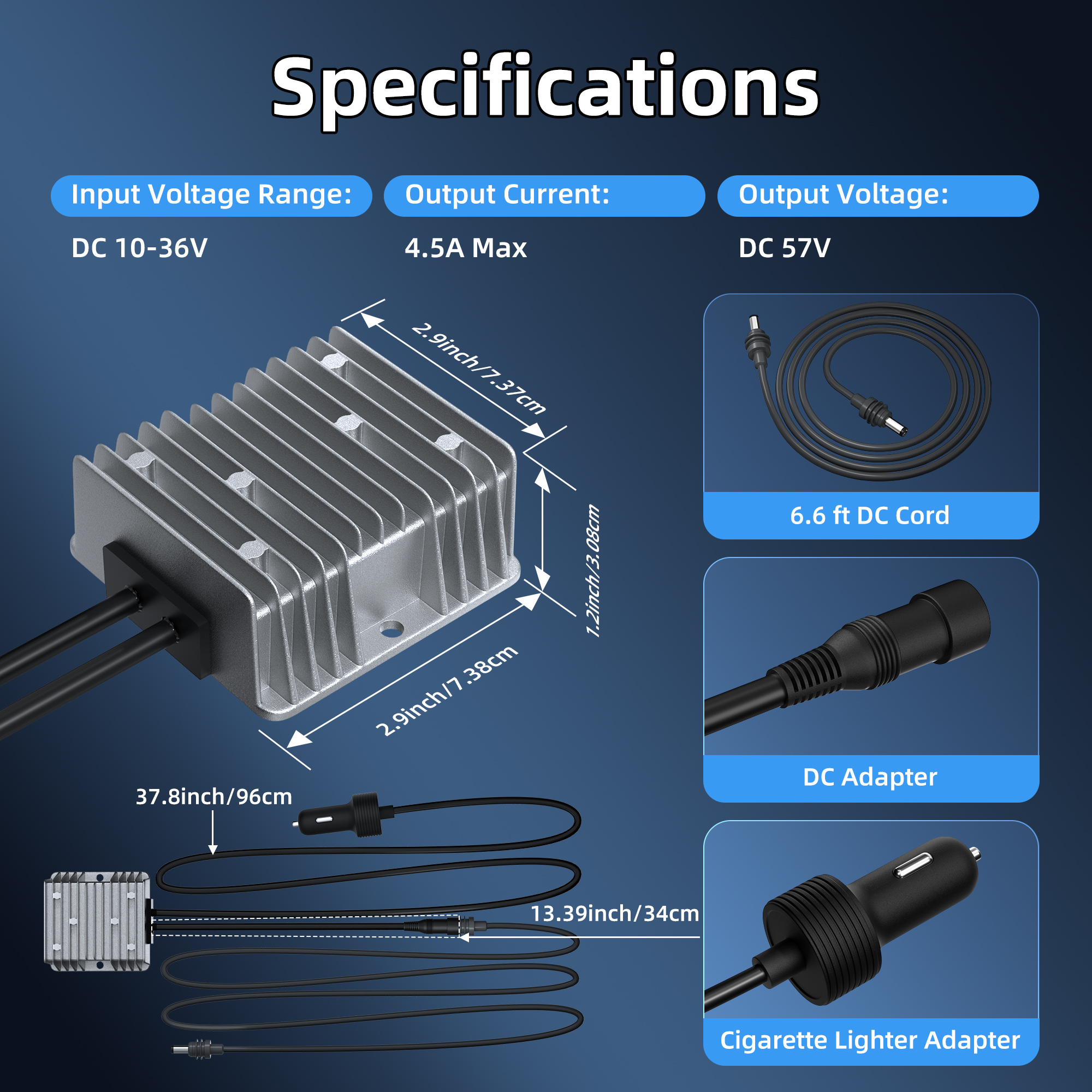 DC-DC57V4.5A-DR-14-DC2M Starlink Gen 3
Car Charger with 12V/24V to 57V Step-Up Power 4.5A Plug | Kenya - Image 2