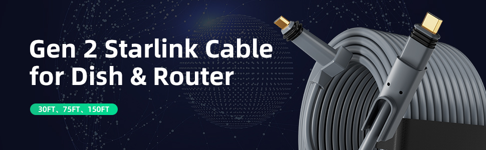 Starlink Gen2 Cable Rectangular Satellite
V2 Replacement Cable – 32.8FT/75FT/150FT/300FT | Kenya - Image 5