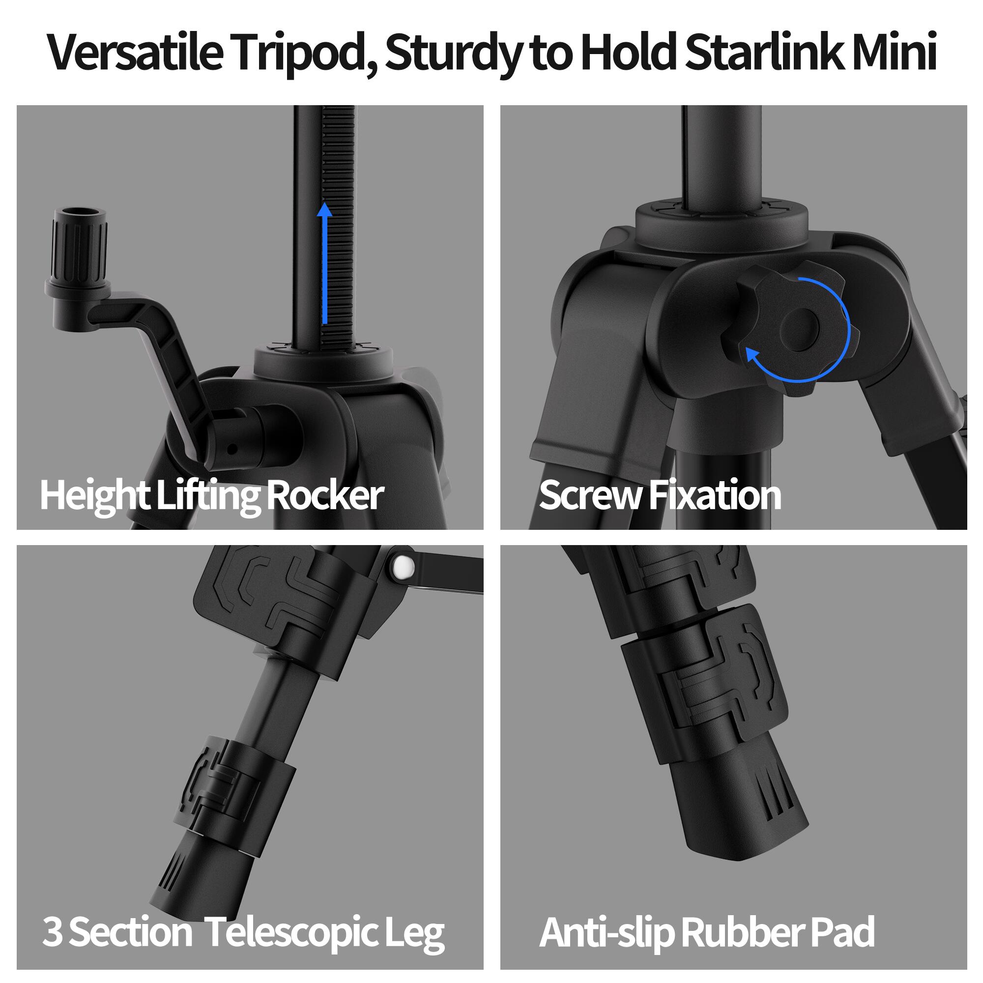 MINI-BR6 Starlink Mini Portable
Extendable Tripod with 1/4 Inch Nut Tripod Adapter – 11? to 27? | Kenya - Image 4