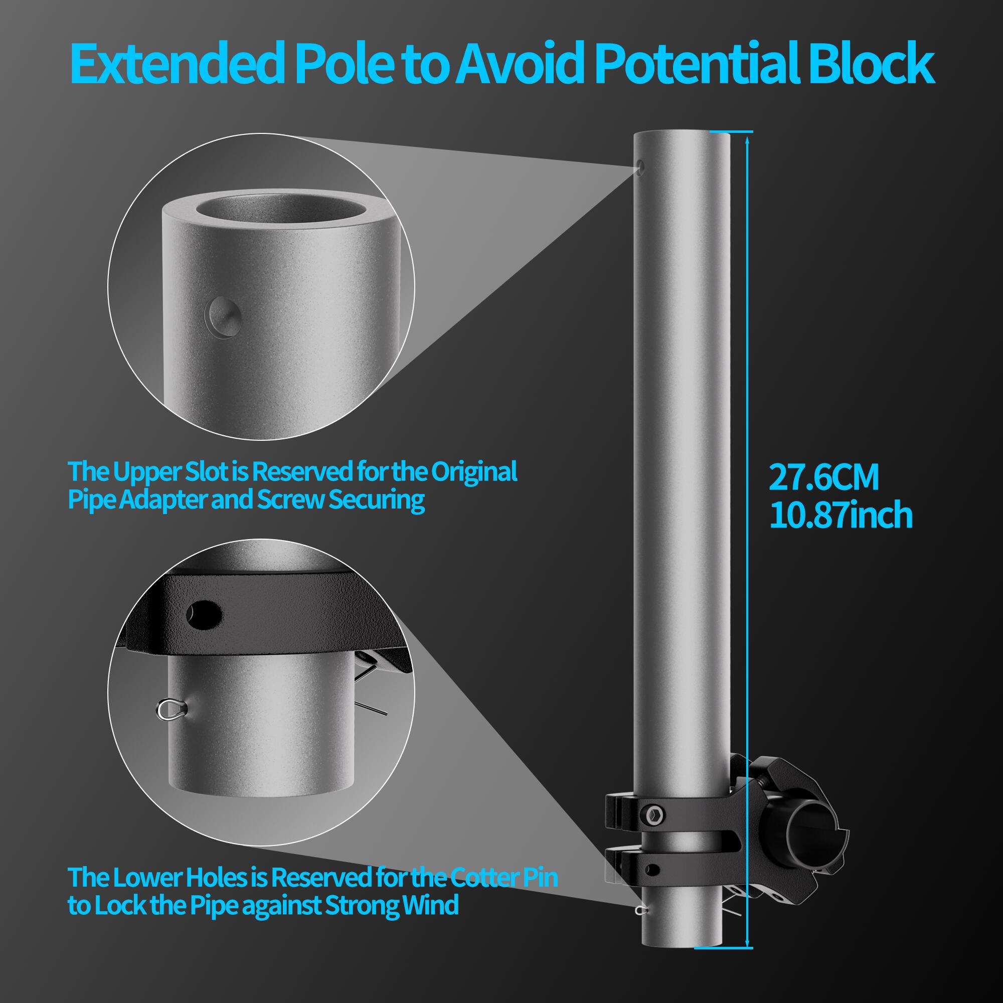 MINI-CM1-L Starlink Mini Pole Mount Kit
with Aluminum Alloy Extended Pipe Fits Original Pipe Adapter | Kenya - Image 3