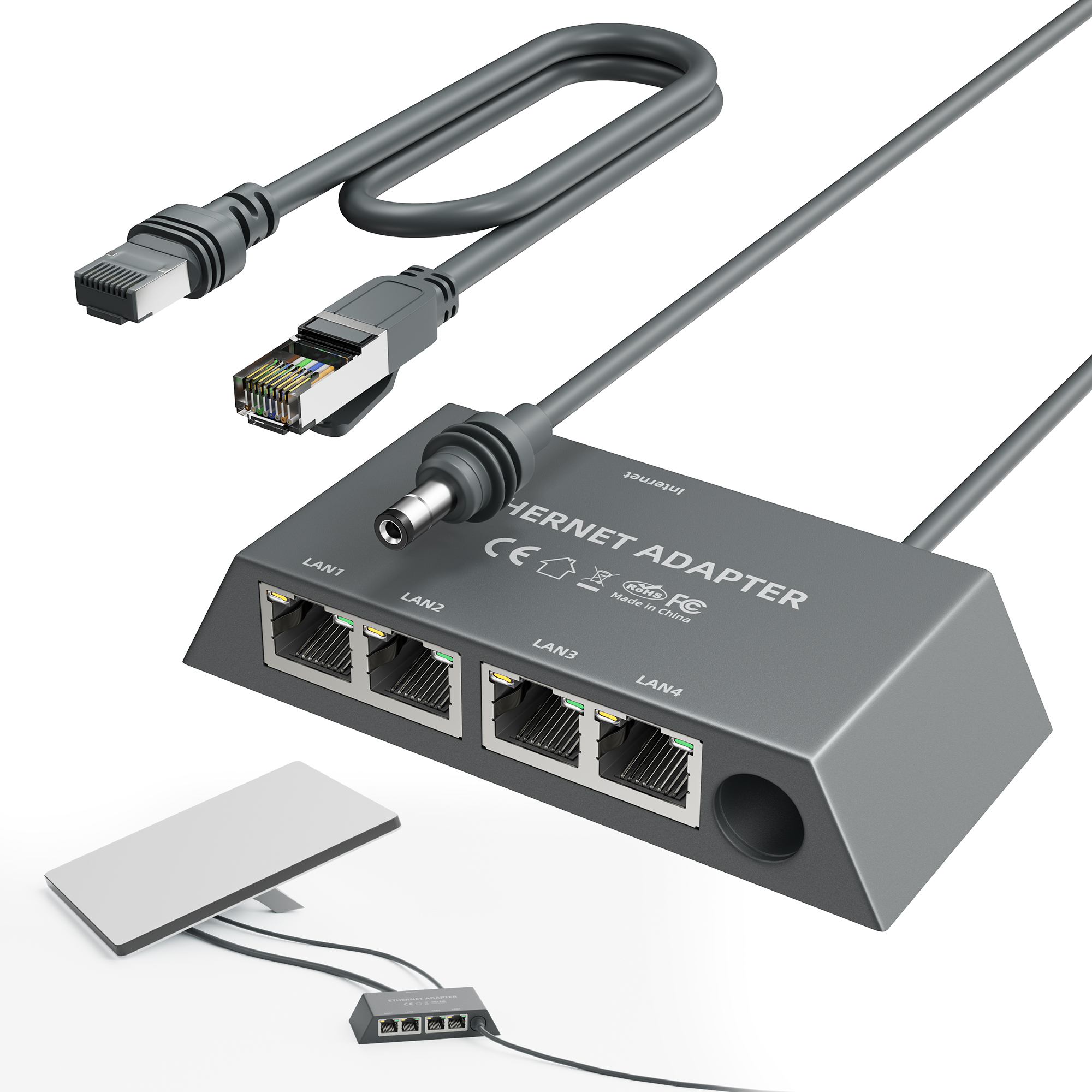 MINI-EA4-CABLE0.5M Starlink Gen 3 &
Mini 4-Port Ethernet Adapter Professional LAN Network Expansion Hub | Kenya