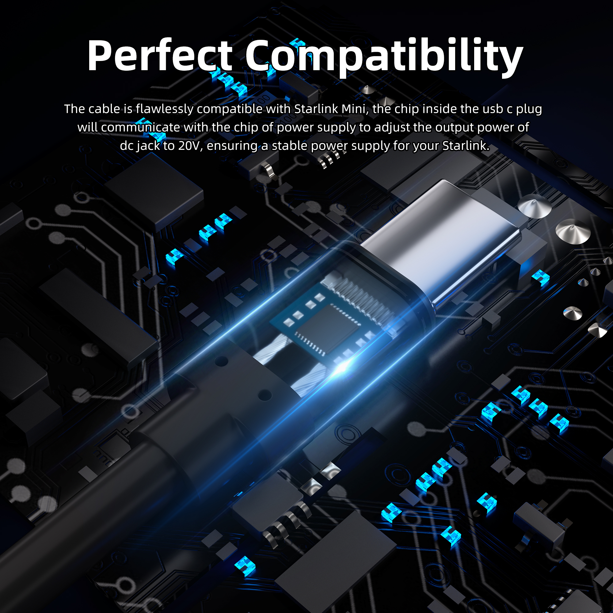 MINI-Type C Starlink Mini USB-C to DC
Power Adapter Cable for 65W+ to 100W PD Source | Kenya - Image 2