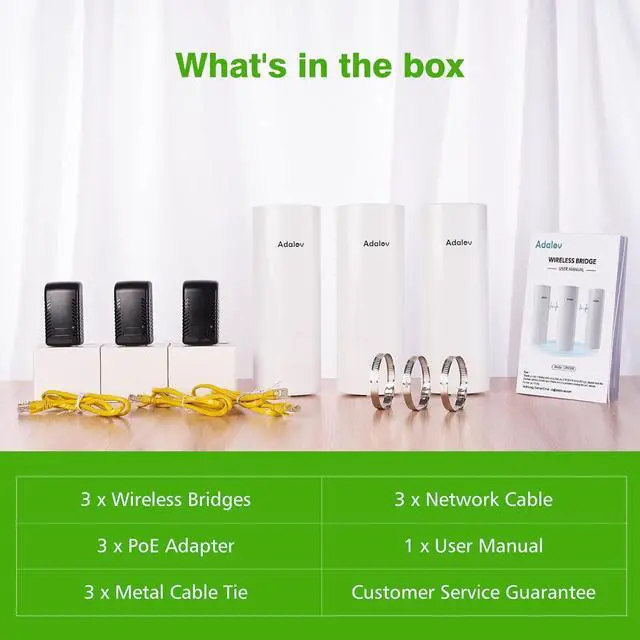 CPE369 3PCS Wireless Bridge Kit, Gigabit Point to 2 Points Outdoor WiFi Bridges for 3Km Long Range Network Expansion, 5.8G High Speed WiFi Extender, Starlink Network Extend - Image 6
