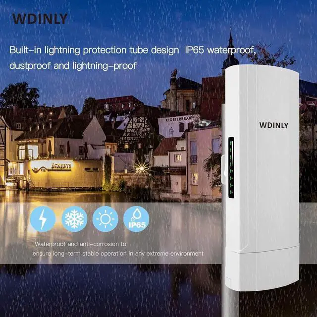 5KM Wireless Bridge Outdoor for Network Extend, 5.8G Point to Point WiFi Bridge Long Range with 14dBi High Gain Antenna, PoE Powered, for Starlink WiFi Extender/Surveillance Camera, 2 RJ45 Port - Image 3