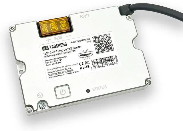 120W 3-in-1 Step Up PoE Injector with Comprehensive Protection for Standard Actuated Starlink - Image 3