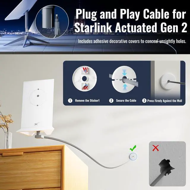 Cable for Starlink, Plug and Play for Starlink Gen 2 with 164FT Length, 1200Mbps Fast Data Transfer Replacement with Water and Corrosion-Proof Housing - Image 2