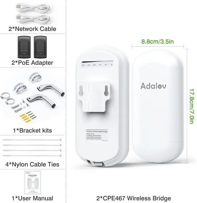 CPE467 Wireless Bridge, 1.5KM Long Range 5.8GHz Outdoor Point-to-Point Wireless Bridges, IP65 Weatherproof PtP WiFi Bridge Ideal for Surveillance Cameras, Barn, Shop, Warehouse, and Starlink Network - Image 6
