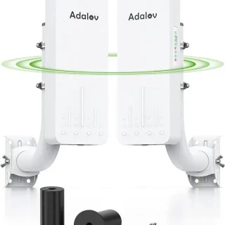 CPE661 Gigabit Wireless Bridge with Mounts, Dual WiFi Broadcasters, 3KM 5.8GHz Outdoor Point-to-Point WiFi Extender, Long Range Network Extension Compatible with Starlink, Farm, Garage, Barn