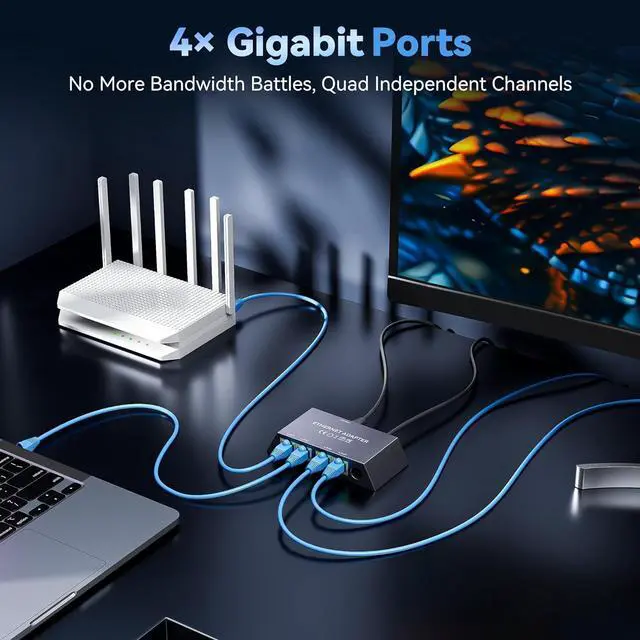 4 Ports Starlink Ethernet Adapter for Gen 3 and Starlink Mini, Connect 4 Wired Devices at Once Up to 1Gbps - Image 4