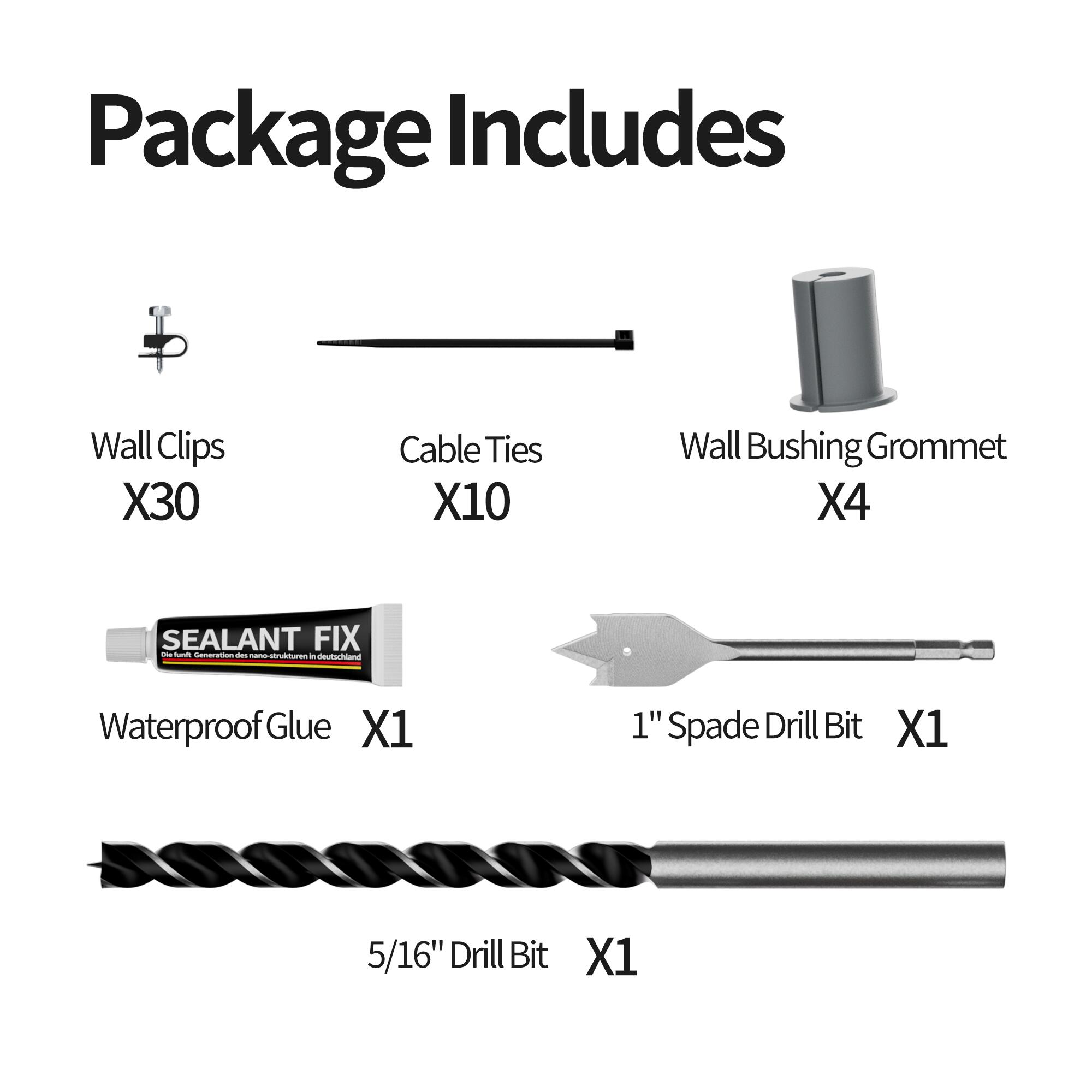 WG-25-KIT Starlink Cable Routing Kit for
Gen 2/3 & Mini | Complete Wall Pass-Through with Drill Bits, Grommets,
Clips & Sealant | Kenya - Image 2